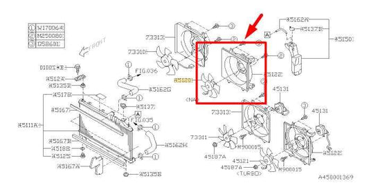 2007-2014 Subaru Legacy 2.5L Left Radiator Cooling Fan Motor Assy 45122AG02C OEM - Alshned Auto Parts