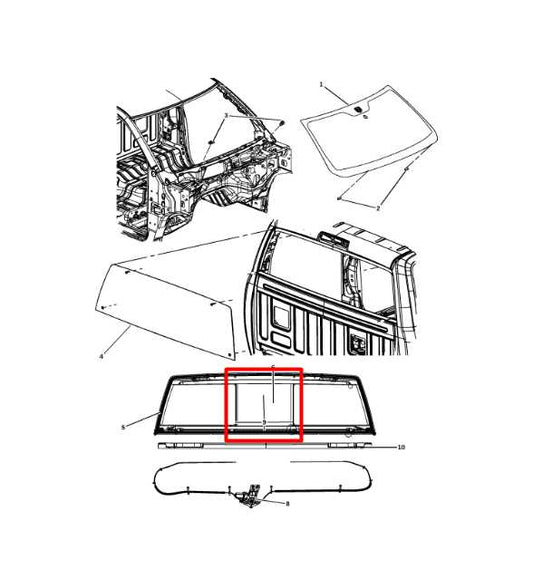2015-2020 Ram 1500 SLT 5.7L Rear Back Center Sliding Window Glass 68199895AC OEM - Alshned Auto Parts