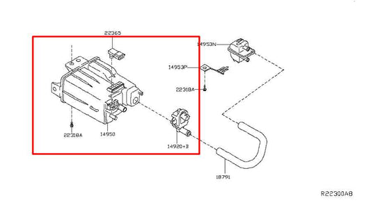 2015-20 Nissan Murano S 3.5L Fuel Vapor Evaporator Emission Canister 14950-7Y00A - Alshned Auto Parts