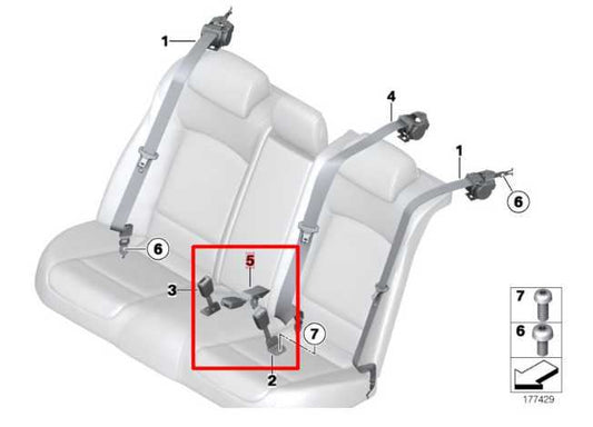 10-15 BMW 750Li xDrive Rear RH and Left Side Center 2nd Row Seat Belt Buckle Set - Alshned Auto Parts