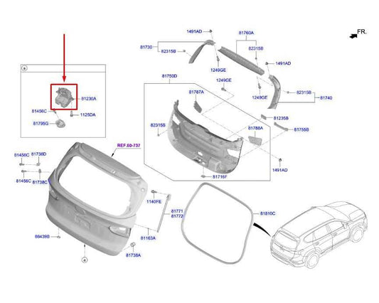 2019-2023 Hyundai Santa Fe Rear Liftgate Lock Latch Actuator 81800-S2000 OEM - Alshned Auto Parts