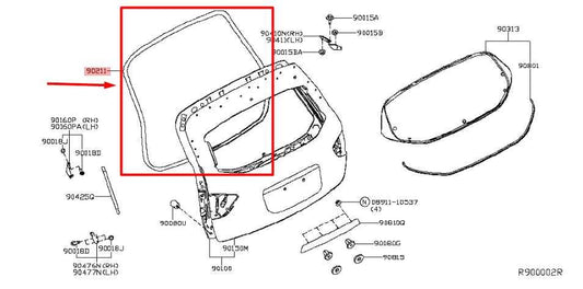 2013-2019 Nissan Pathfinder Rear Trunk Liftgate Weatherstrip 90832-3KA1A OEM - Alshned Auto Parts