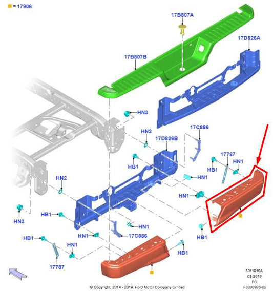 15-20 Ford F150 SuperCab Rear Right Bumper End Cap Face Bar PNT16910238FC *ReaD* - Alshned Auto Parts