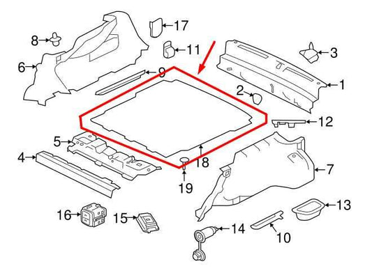 2017-20 Jaguar XE R-Dynamic S Rear Trunk Cargo Floor Panel Carpet LX73-47022-AB - Alshned Auto Parts