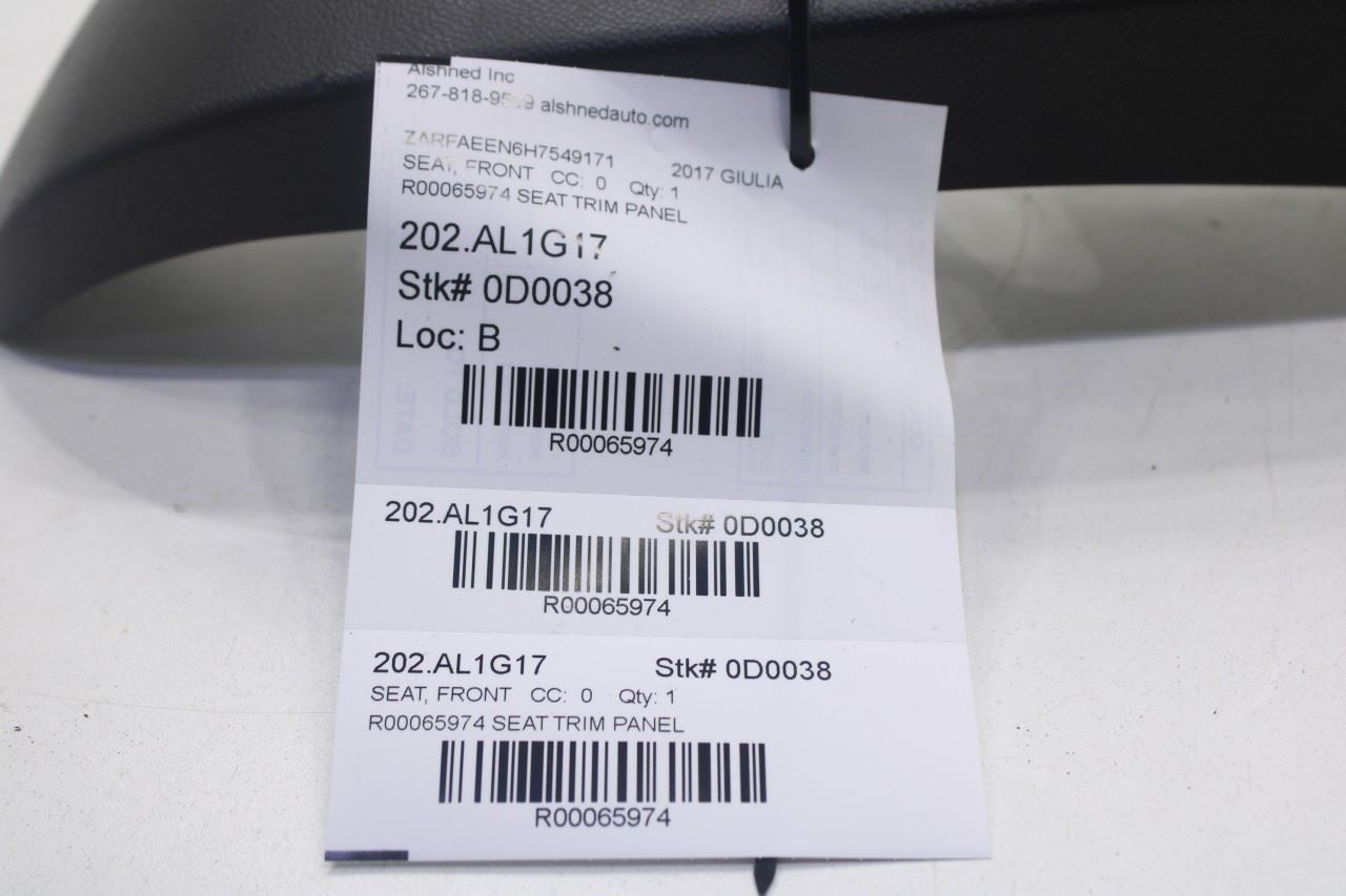 17-19 Alfa Romeo Giulia Ti AWD 2.0L Front Right Side Seat Outer Cover Trim Panel - Alshned Auto Parts