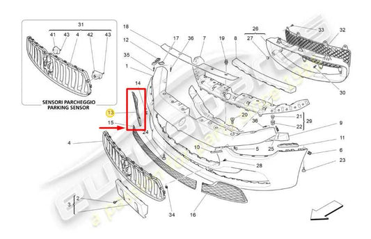 14-17 Maserati Ghibli Front Right Bumper Lower Grille Bezel Cover 670010765 OEM - Alshned Auto Parts