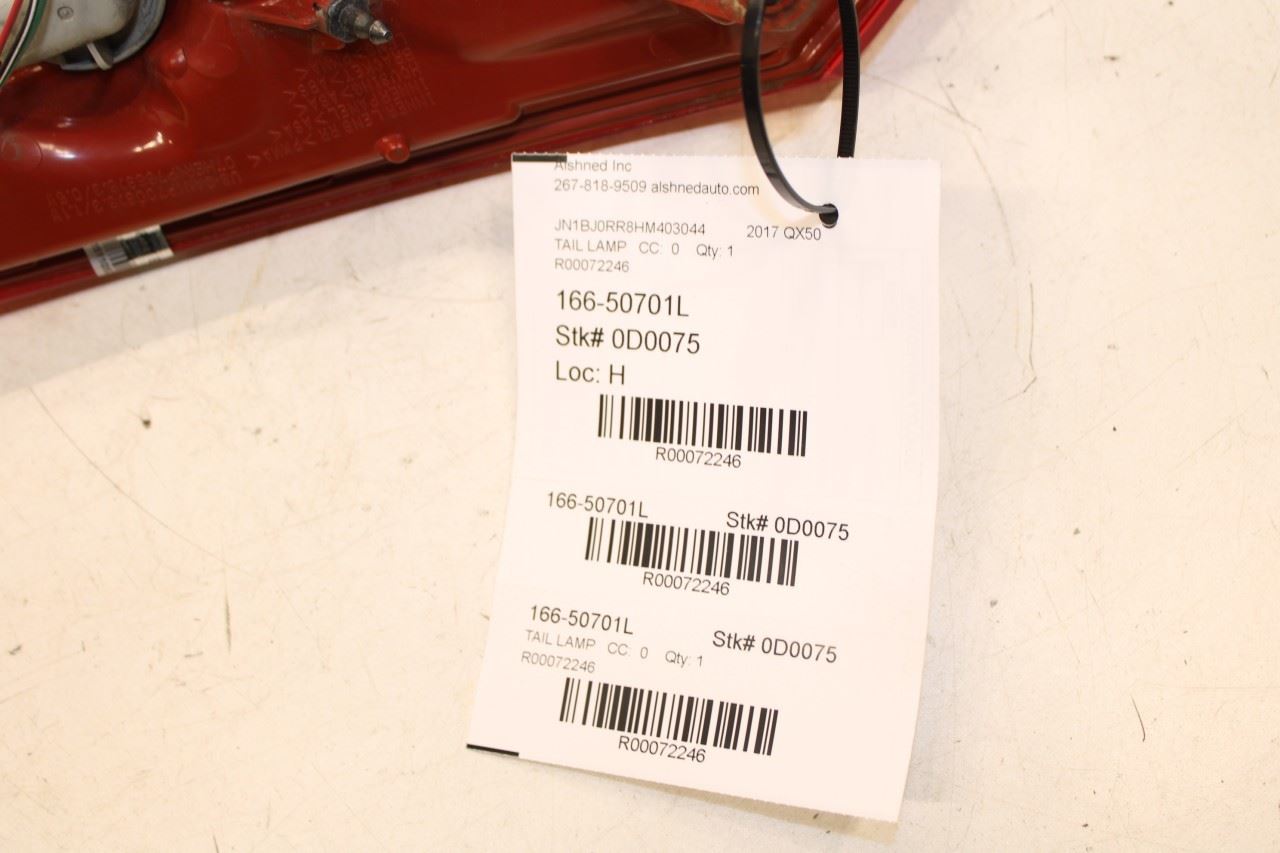2014-2017 Infiniti QX50 Rear Left Driver Side Outer Tail Light Lamp 26555-1BA0D - Alshned Auto Parts