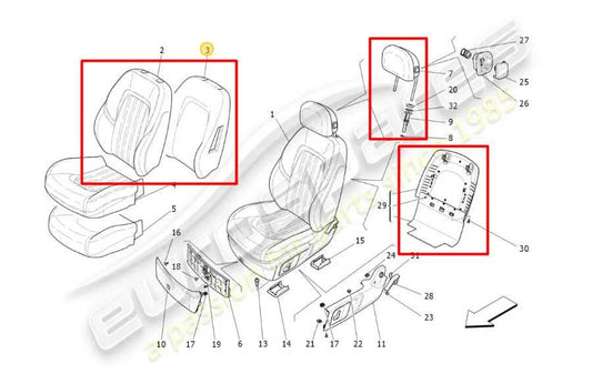 17-21 Maserati Ghibli Front Left Seat Backrest Upper Cushion w/ Headrest *ReaD* - Alshned Auto Parts