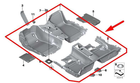 15-16 BMW 435i Gran Coupe Interior FR and RR Floor Carpet Liner 51477337157 OEM - Alshned Auto Parts