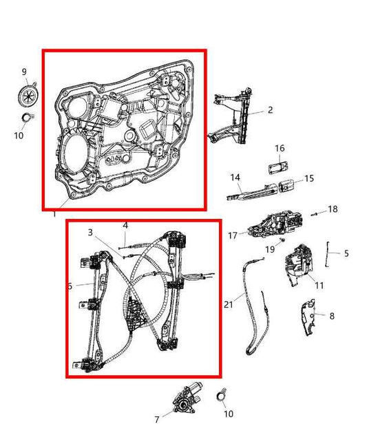 17-24 Chrysler Pacifica Limited Front Left Side Door Window Regulator w/ Carrier - Alshned Auto Parts