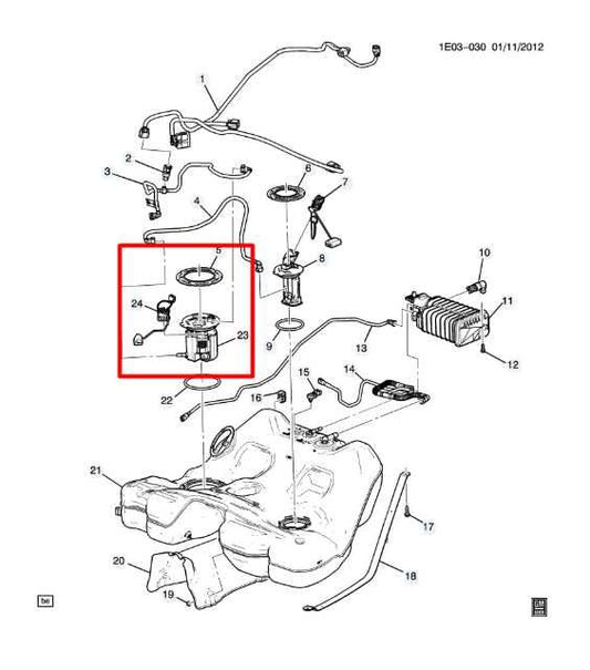 2010-2015 Chevrolet Camaro LS 3.6L RWD Fuel Pump Assembly 13592337 OEM - Alshned Auto Parts