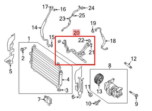 14-20 Nissan Pathfinder SV AC Conditioning Front Cooler Low Line Hose 924509NB0A - Alshned Auto Parts