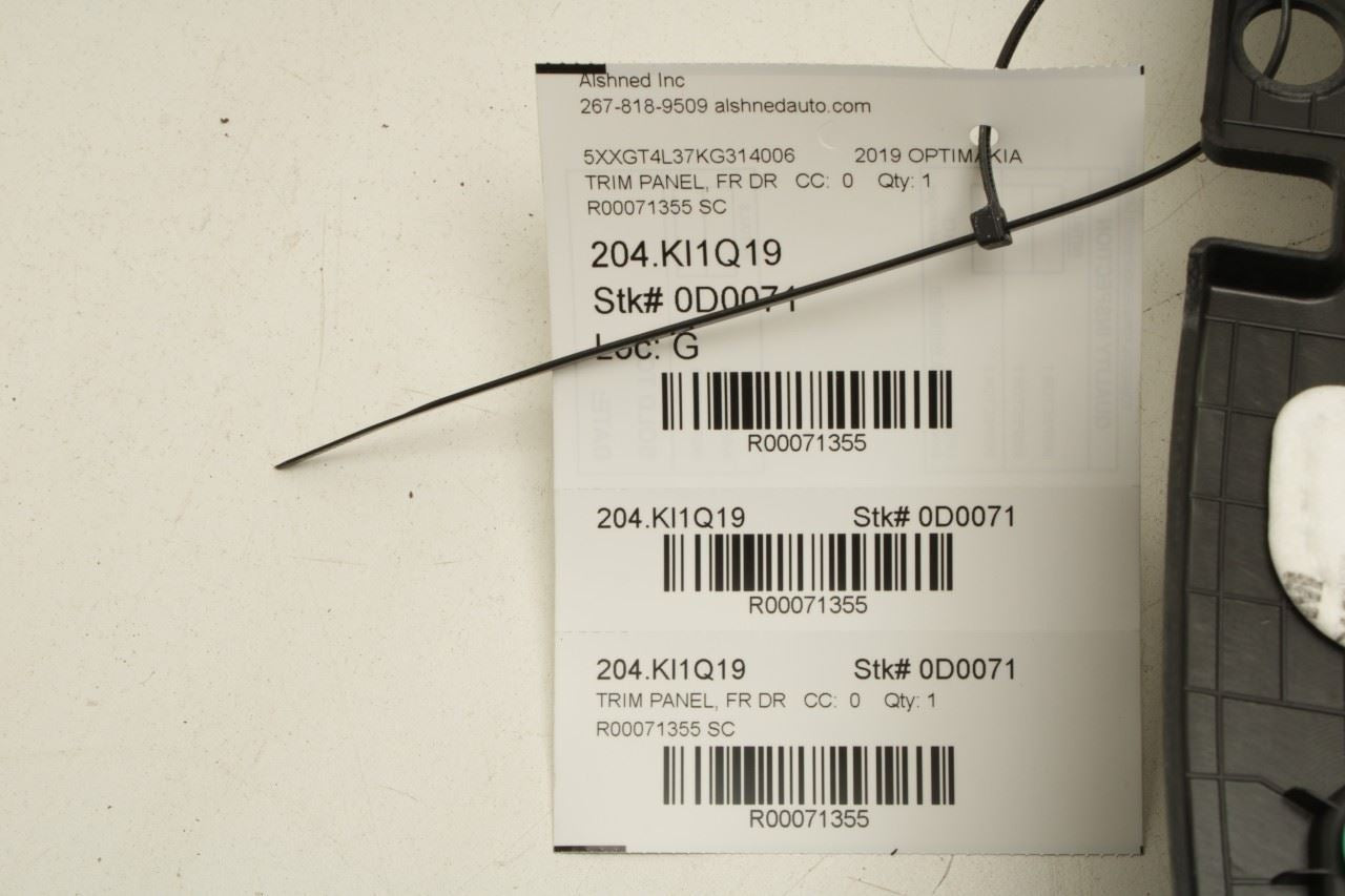 19-2020 Kia Optima LX Front Right Passenger Door Trim Panel 82302-D5150BKL *ReaD - Alshned Auto Parts