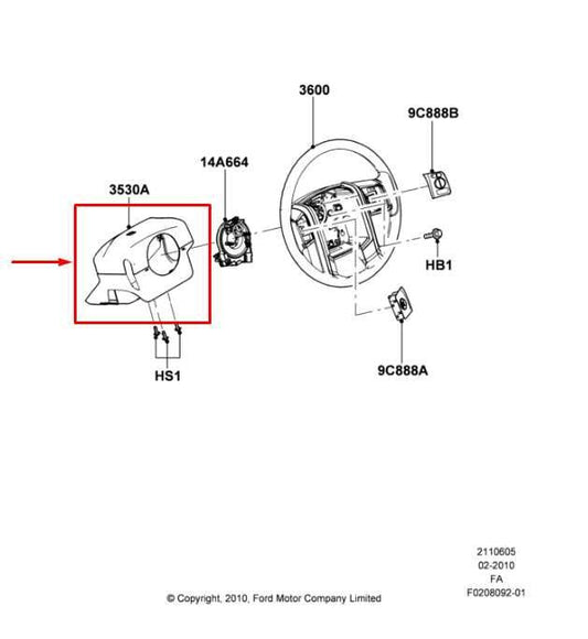 2013-2016 Ford F250 Lariat Crew Cab Steering Column Upper and Lower Cover Shroud - Alshned Auto Parts