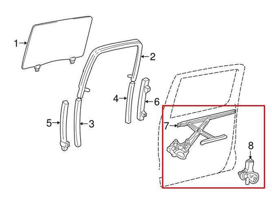 2005-2023 Toyota Tacoma Rear Left Door Window Regulator w/ Motor 69802-04040 OEM - Alshned Auto Parts