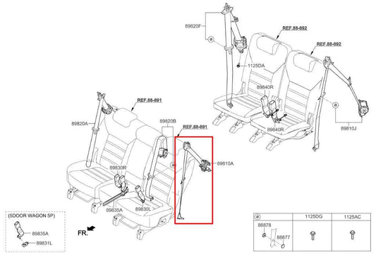15-20 Kia Sorento EX 3.3L AWD Rear Driver Left Side 2nd Row Seat Belt Retractor - Alshned Auto Parts