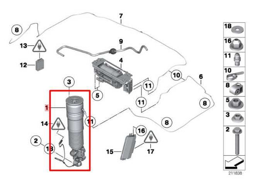 13-15 BMW 750i xDrive AWD Rear Right Suspension Shock Strut Absorber 37126858814 - Alshned Auto Parts