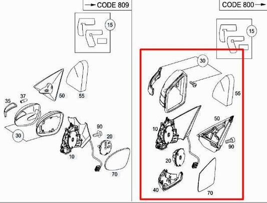 07-11 Mercedes-Benz S550 Passenger RH Side Rear View Mirror 221-810-12-76 *ReaD* - Alshned Auto Parts