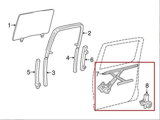 2005-2023 Toyota Tacoma Rear Right Door Window Regulator w/ Motor 69801-04040 - Alshned Auto Parts