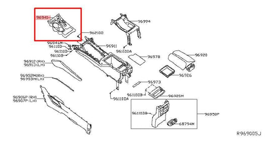 15-18 Nissan Murano Platinum Front Center Console Shift Trim Bezel w/ Cup Holder - Alshned Auto Parts