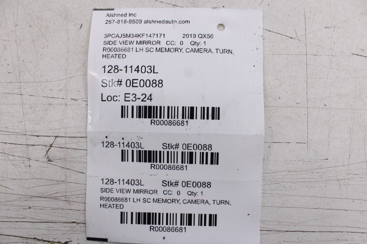 19-21 Infiniti QX50 ESSENTIAL Driver Left Side Rear View Mirror 96302-5NA4A OEM - Alshned Auto Parts
