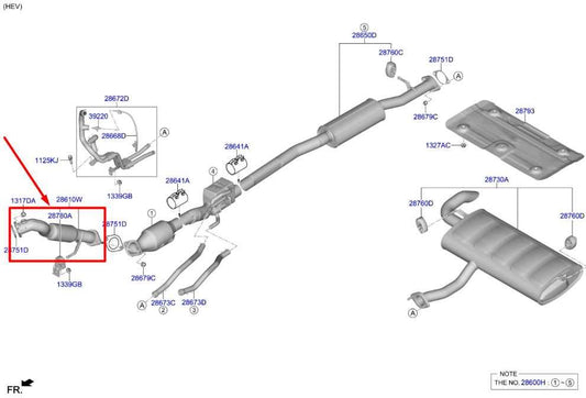 2023-25 Kia Sportage Hybrid EX 1.6L turbo Front Exhaust Muffler Pipe 28610-CH540 - Alshned Auto Parts