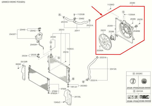2011-2013 Kia Optima 2.4L Left Radiator Cooling Fan Motor Assembly 25380-3Q170 - Alshned Auto Parts