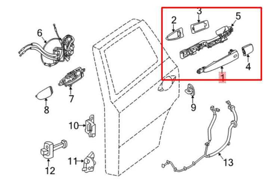 13-20 Nissan Pathfinder SV Rear Right Side Door Exterior Handle 82640-3TA0A OEM - Alshned Auto Parts