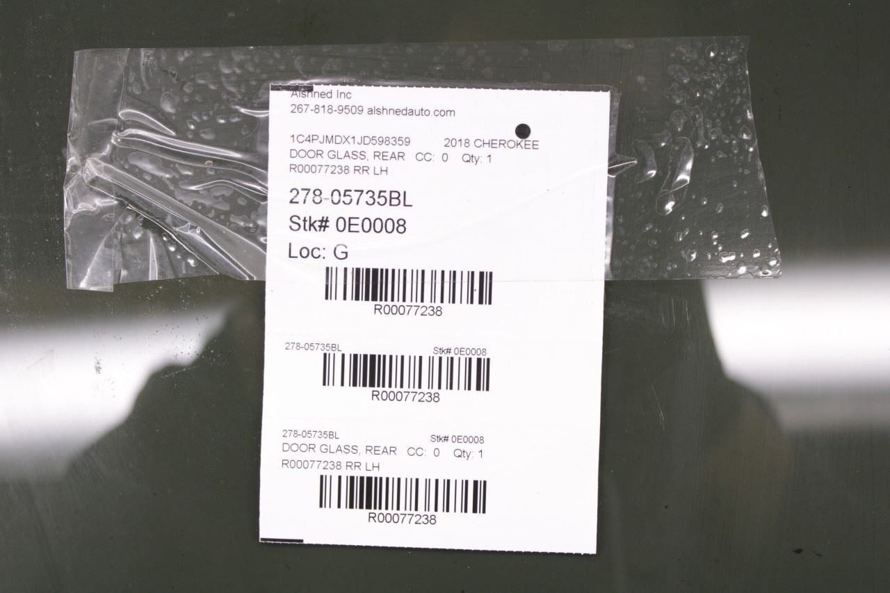 2015-2023 Jeep Cherokee Limited Rear Left Side Door Window Glass 68104623AC OEM - Alshned Auto Parts