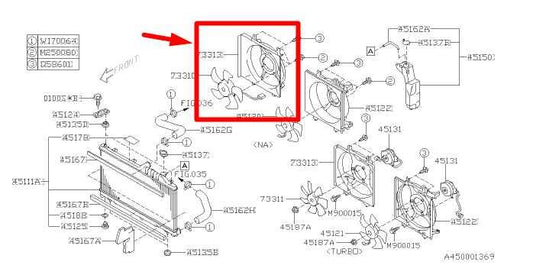 2008-2014 Subaru Legacy 2.5L RH Condenser Cooling Fan Motor Assy 73313AG02C OEM - Alshned Auto Parts