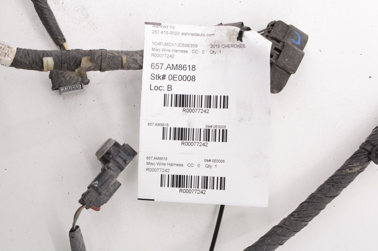 16-18 Jeep Cherokee Limited Rear Bumper Wire Harness w/ Park Sensors 68274387AB - Alshned Auto Parts