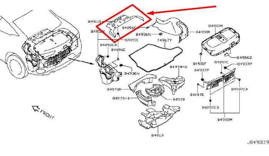 17-22 Infiniti Q60 Luxe Trunk Luggage Compartment Upper Finish Trim Cover Panel - Alshned Auto Parts