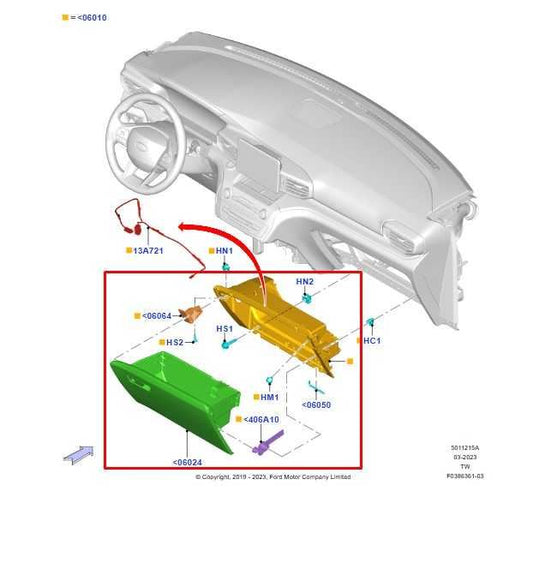 2020-2024 Ford Explorer Dash Glove Box Storage Compartment LB5Z-7806024-AD OEM - Alshned Auto Parts