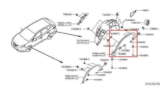15-24 Nissan Murano Platinum Rear Right Side Fender Flare Wheel Opening Molding - Alshned Auto Parts