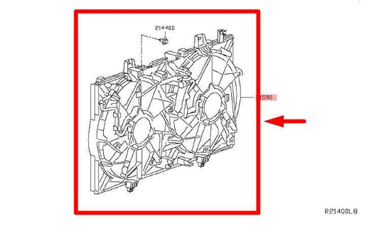 2014-20 Nissan Rogue S 2.5L Dual Radiator Cooling Fan Motor Assy 21481-4BA0A OEM - Alshned Auto Parts