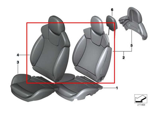 2011-2014 Mini Cooper Front Right Side Seat Upper Cushion 52-10-7-315-522 OEM - Alshned Auto Parts