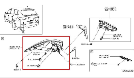 2016-2020 Infiniti QX60 Rear Right Passenger Side Tail Light Lamp 26550-9NC0A - Alshned Auto Parts