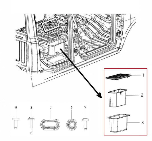 13-20 RAM 2500 Tradesman Rear 2nd Row Floor Cargo Liner Storage Tray 68154661AB - Alshned Auto Parts