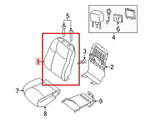 16-20 Nissan Pathfinder SV Front Right Side Seat Back Upper Cushion 87600-9PG1A - Alshned Auto Parts