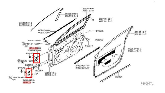 13-19 Nissan Sentra SV Front RH Side Door Hinge Upper and Lower 82421-4P00A OEM - Alshned Auto Parts
