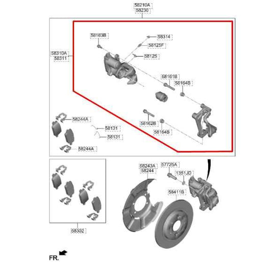 2019-2020 Hyundai Santa Fe Limited FWD Rear Right Brake Disc Caliper 58311-S1A30 - Alshned Auto Parts