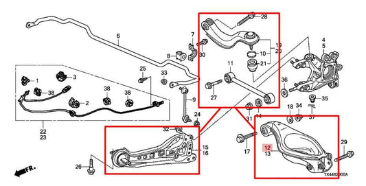 2007-18 Acura RDX AWD Rear RH Suspension Control Arms Set of 4 52355-STK-A01 OEM - Alshned Auto Parts
