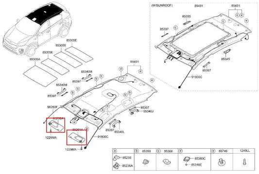 2016-22 Kia Sportage Nightfall FWD Front Right and Left Side Sun Visor w/ Mirror - Alshned Auto Parts