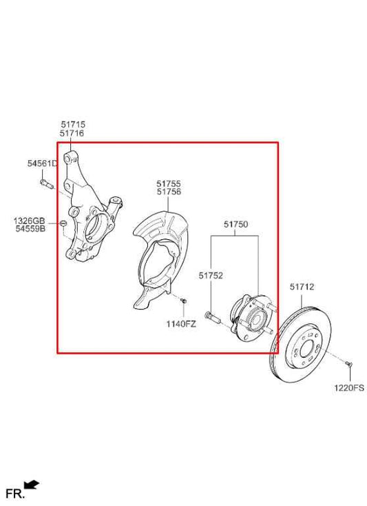 2019-2024 KIA Forte LXS Front Left Driver Side Spindle Knuckle Hub 51715-F2000 - Alshned Auto Parts