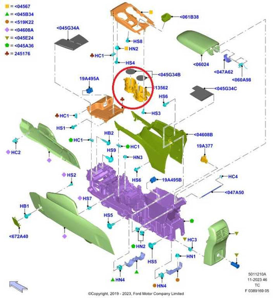 20-21 Ford Escape SEL Front Center Console Cup Holder JX7B-A13560-F OEM - Alshned Auto Parts