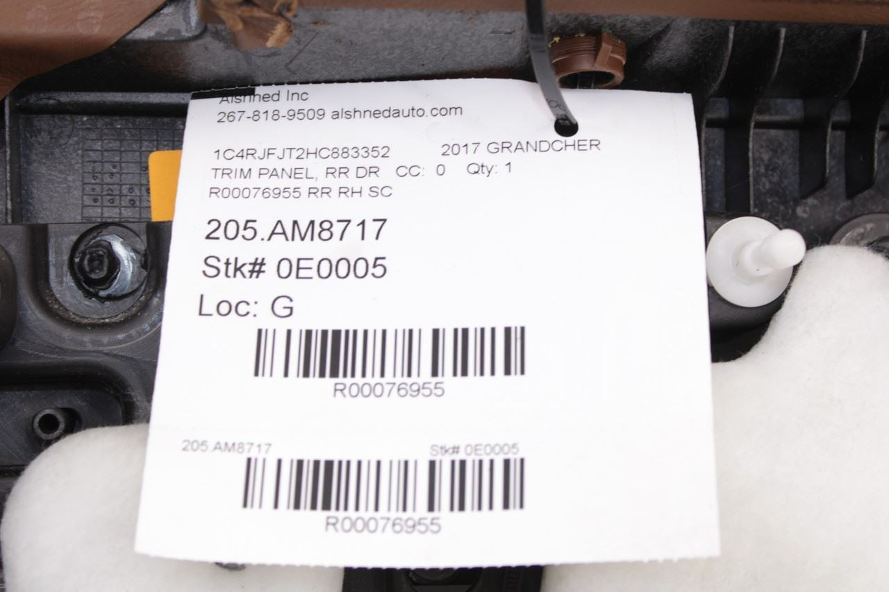 2017 Jeep Grand Cherokee Summit Rear Right Side Door Trim Panel 5SU722T5AC OEM - Alshned Auto Parts