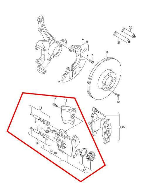 2015-16 Volkswagen Jetta Sport FWD Front RH Brake Disc Caliper 1K0-615-124-D OEM - Alshned Auto Parts