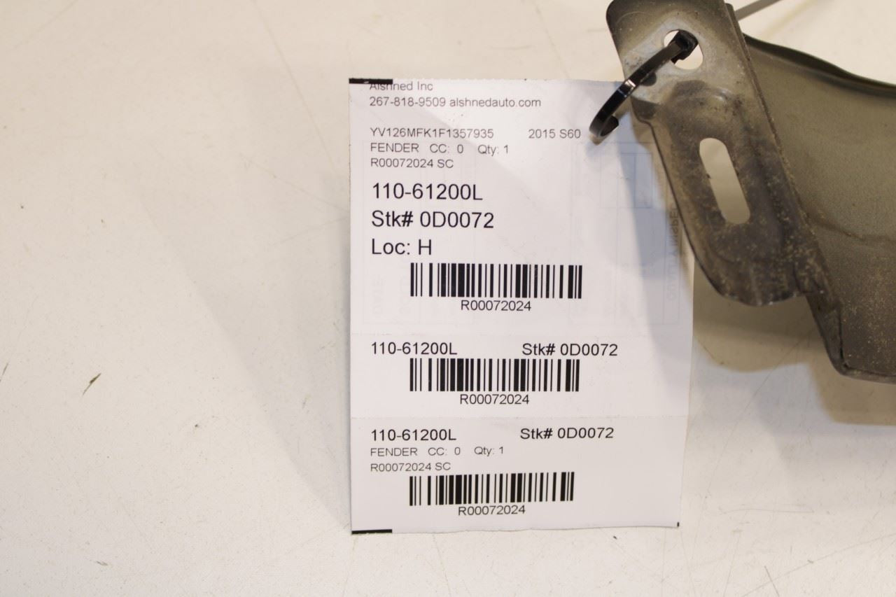 2014-2018 Volvo S60 T5 Premier Front Left Driver Side Fender Panel 31416208 OEM - Alshned Auto Parts