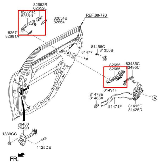 2016-20 Kia Optima EX 2.4L Rear Driver Left Side Door Exterior Handle 82651D5000 - Alshned Auto Parts