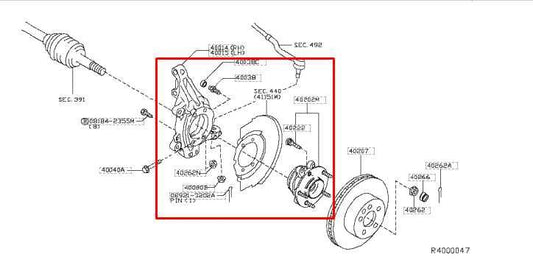 2014-2020 Nissan Pathfinder SV Front Right Side Spindle Knuckle Hub 40014-3JA1A - Alshned Auto Parts